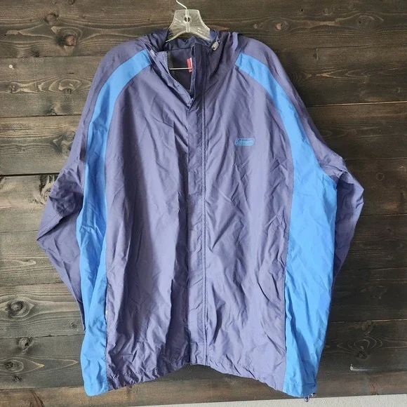 Coleman Outdoor Windbreaker Jacket Mens 2XL Waterproof Hiking Gorpcore Hooded - Picture 10 of 10